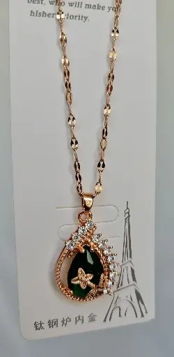 [IX2400400] Fancy Golden Imitation Colored Stone Flower Chain