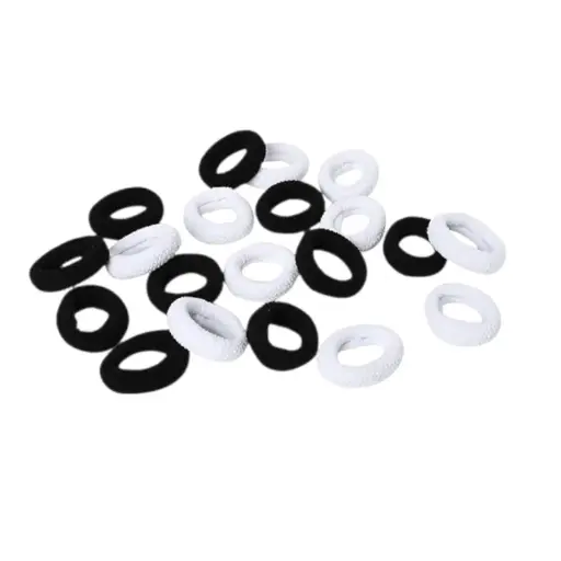 [IX2400428] Black & White Hair Bun Soft & Elastic Bundle of 6 