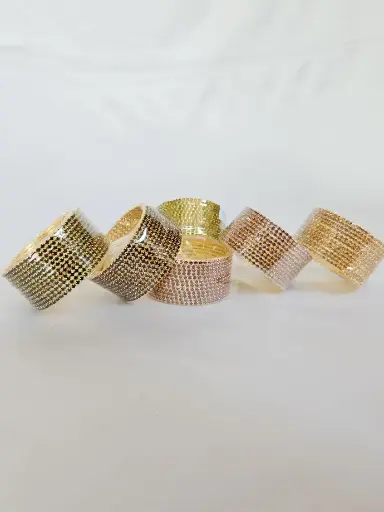 [IX2400455] Colored Stone Metal Bangle 12 Pcs Set