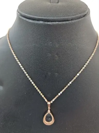 [IX2400602] Rose Gold Imitation Drop Locket Chain With Floating Beads 