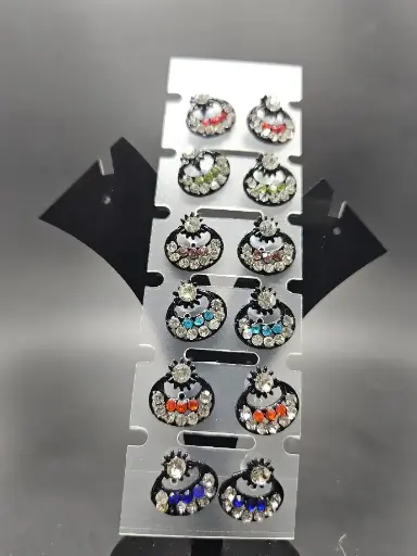 [IX2400826] Earring Oval Shape Multicolor Stones Pair