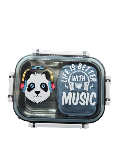 [IX2401257] Premium Square Lunch Box With Snack Box  Transparent Clip Lid Small