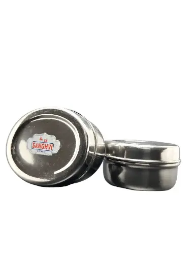 [IX2401379] Sanghvi Small Oval Shaped Stainless Steel Container 7.5x6cm