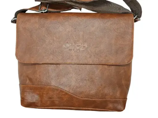 [IX2401737] Premium Jeep Brown Leather Vintage Shoulder Bag Large 30x25x7 cm