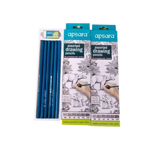 [IX2401984] Apsara Assorted Drawing 6 Grade Pencils Set With Non Dust Eraser