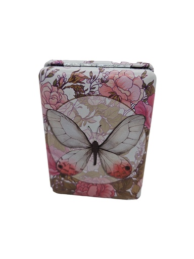 [IX2402300] Double Side Pocket Mirror Leather Finish Butterfly Design