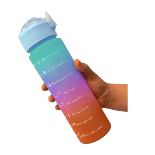 [IX2402600] 800 ml Tricolor Gradient  Water Bottle With Straw