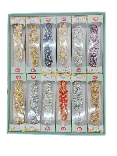 [IX2402861] Jio Hair Clip Stone Flower Design 8cm 