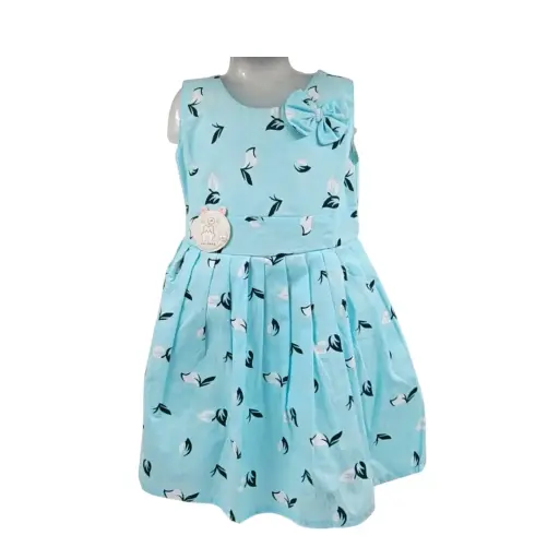 [IX2403633] Rich Baby Girls Cotton Black & White Leaf Printed Frock