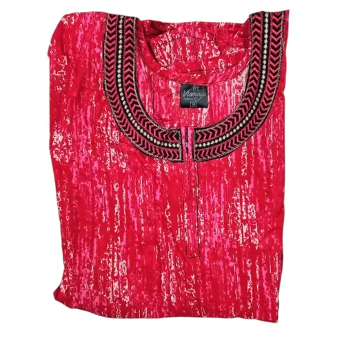 [IX2404019] Vismaya Embroidery Neck Printed Cotton Maxi 56