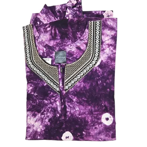 [IX2404021] Vismaya Embroidery Neck Chungidi Cotton Maxi 56 