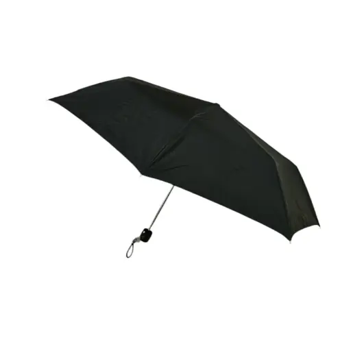 [IX2404570] Popy Plain Black Three Fold Umbrella