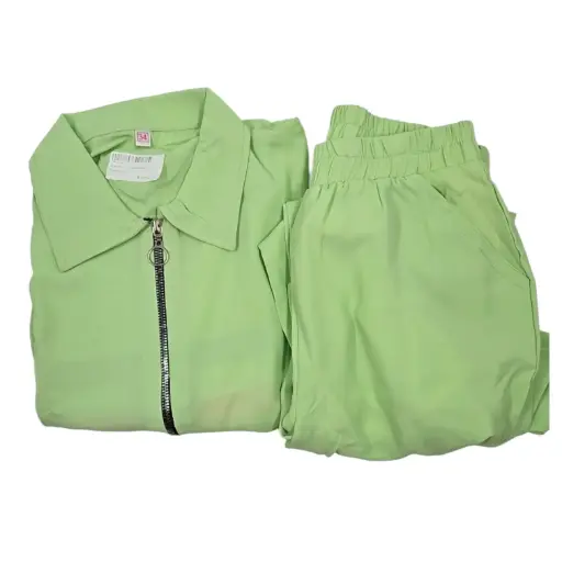 [IX2404684] Kids Zipped Code Set Wear Pastel Green