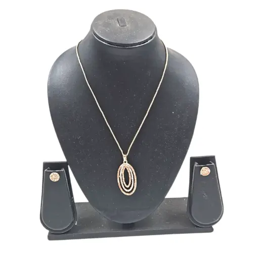 [IX2404843] Rose Gold Imitation Necklace With Hanging White Beads Bow locket