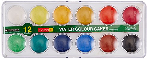 [IX2404958] Camel 12 Shades Water Color Cakes With Brush