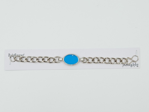 [IX2405517] Gents Metallic Heavy Oval Blue Bracelet