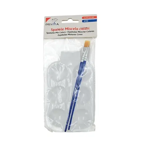 [IX2405545] Color Mixing Pallette Square With Pointed & Flat Brushes