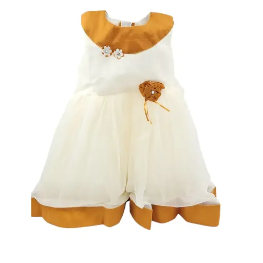 [IX2405631] G Fast Off White & Kasavu Frock