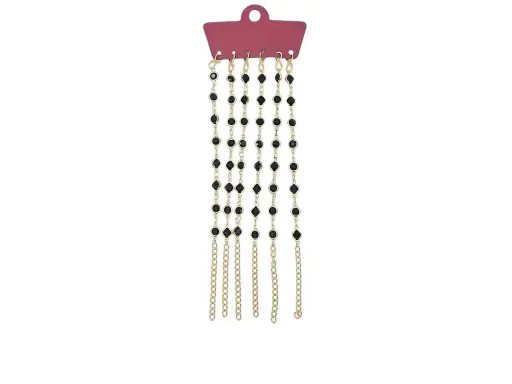 [IX2405735] Black Round Beads Golden Bracelet 