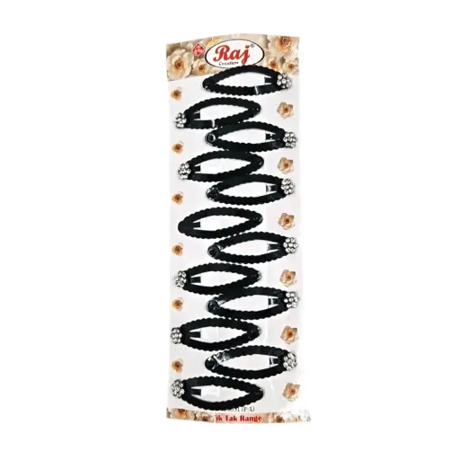[IX2405737] Hair Zig Zag Oval Tik Tik Frame Black With Stone Flower 