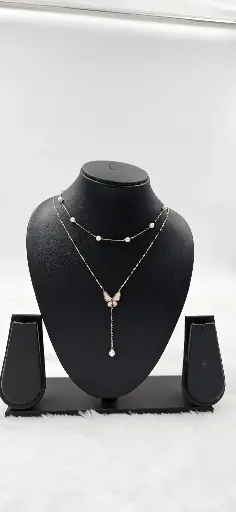 [IX2406438] SO Double Layer Butterfly Rose Gold Chain