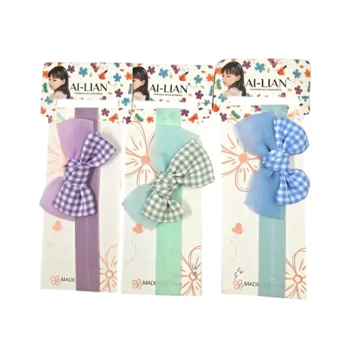 [IX2406474] Al Lian Kids Cloth Hair Band With Checked Bow
