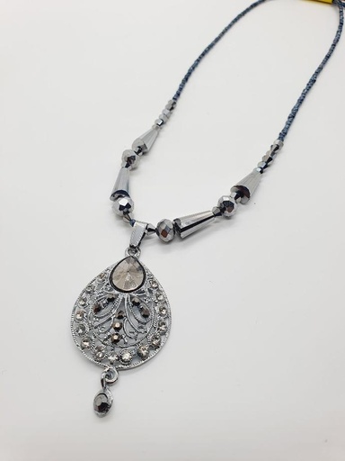[IX000497] Muthu Mala Silver With Stone Locket 