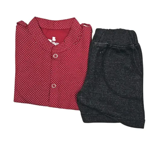 [IX2501349] Boys Dotted Shirt With Shorts