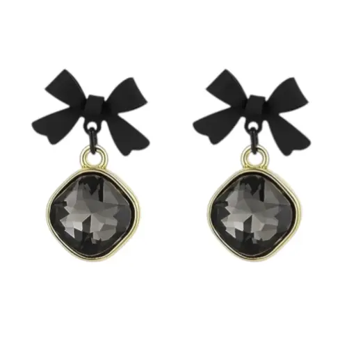 [IX2500267] Bow With Stone Earring