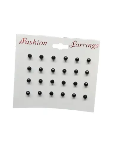 [IX2500293] Tulsi Earring Small Pearl Black Single Bead Pair