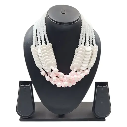 [IX2500897] White Circle Beads Muthu Mala