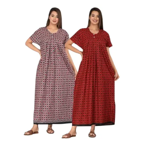 [IX2501042] GT  Ajrak Cotton Printed Maxi 60