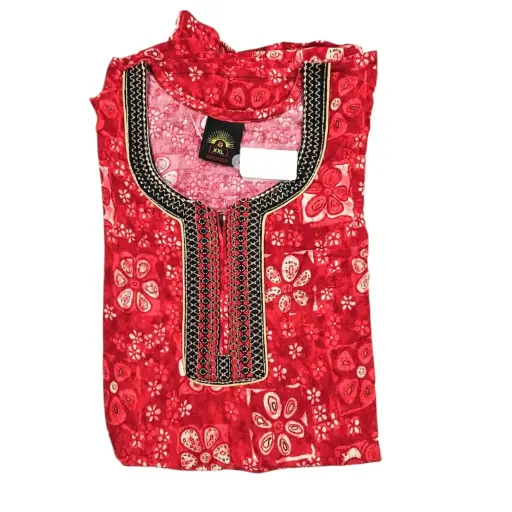 [IX2501218] SG Embroidery Neck Rayon Maxi