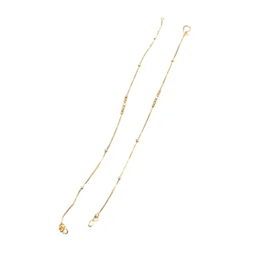 [IX2501439] Golden Imitation White Stone With Golden Beads Thread Paadasaram 