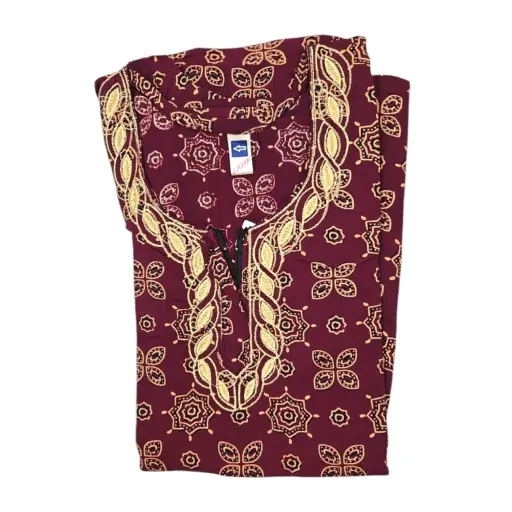 [IX2501462] Ajrak Embroidery Neck Maxi XXL 56