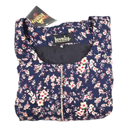 Lovely Pardah Floral Print Gown With Stone Line