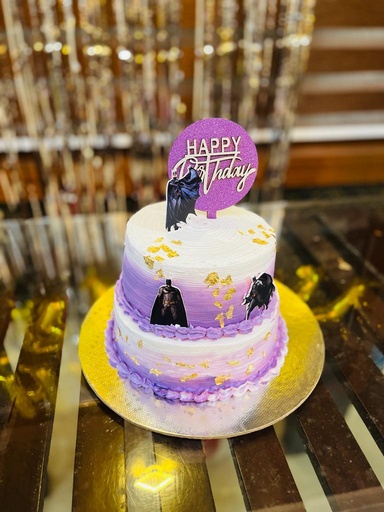 [IX000568] 1.5 Kg Two Tier Black Forest Batman Theme Birthday Cake 