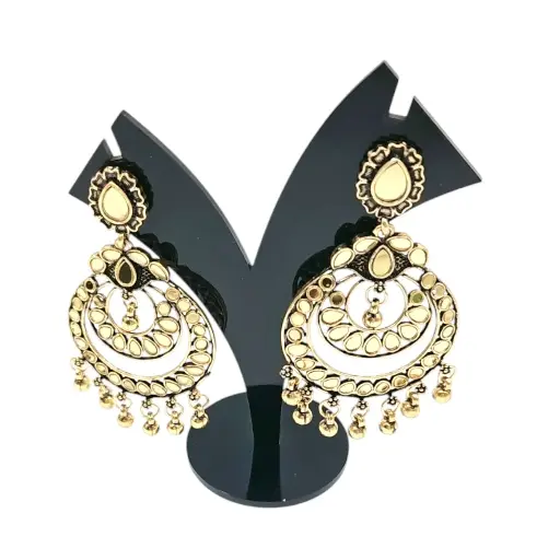 [IX2502198] Golden Mirror Round Heavy Earring