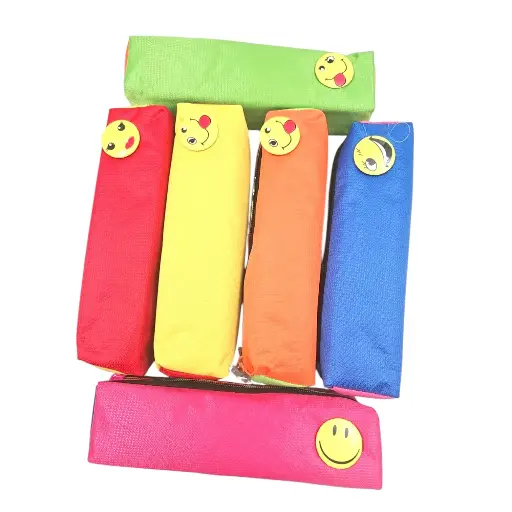 [IX2502429]  Plane Color Pencil Box Rainbow Zipper With Smiley