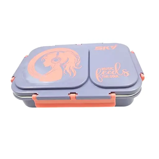 [IX2502558] Sky New Legend 2 Partition Insulated Square Lunch Box With Transparent Clip Lid 