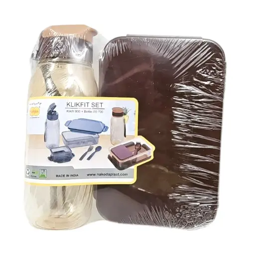 [IX2502570] Nakoda Klikfit Combo Set Plastic Lunch Box With Bottle, Snack Box, Fork & Spoon