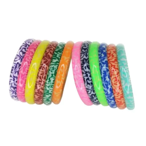 [IX2502600] Plastic Printed Colorful Bangle Set Of 4