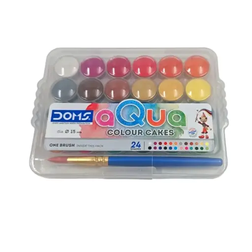 [IX2502850] Doms Aqua 24 Shades Water Color Cakes Box With Brush  