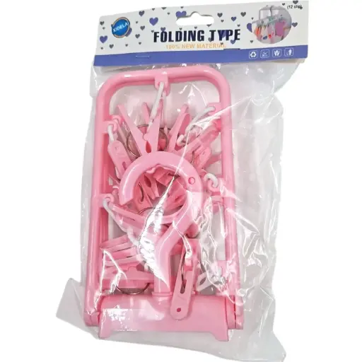 [IX2503305]  Fancy Clothes Pegs Plastic Clips Hanger (12 Clip)