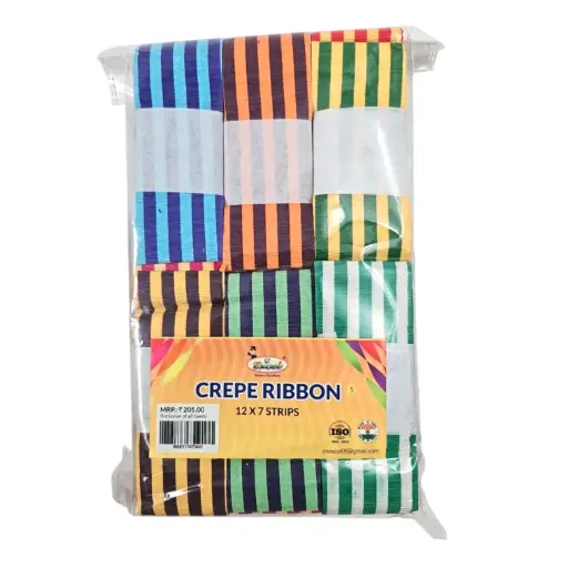 [IX2503383]  Double Color Lined Paper Crepe Ribbon 12 X 7 Strips