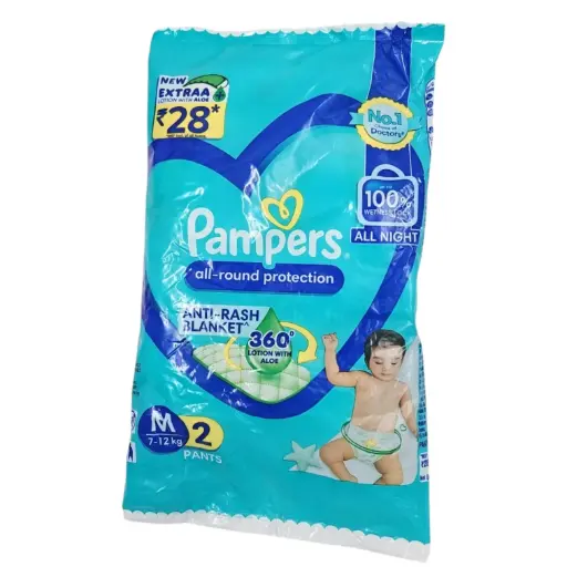 [IX2503931] Pampers Pants With Aloe Vera Anti Rash Lotion Medium Pack Of 2 MRP 28