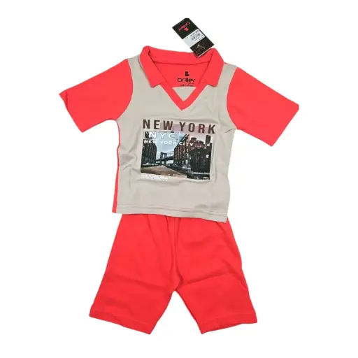 [IX2504012] Briller NYC Double Color Shorts & Shirt Set 