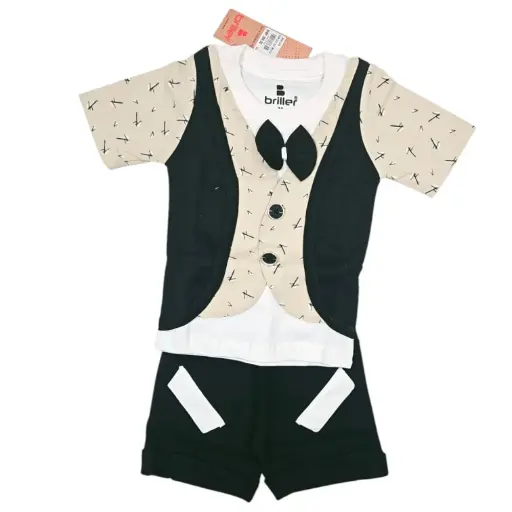 [IX2504024] Briller Boys Over Coat Shirt & Shorts Set Medium