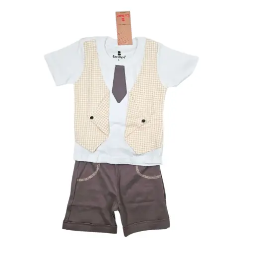 [IX2504032] Briller 2 BTN Over Coat Shirt & Shorts Set Large