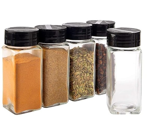 [IX001087] Mini Square Shape Glass Spice Jar 120 ml Double Opening System 